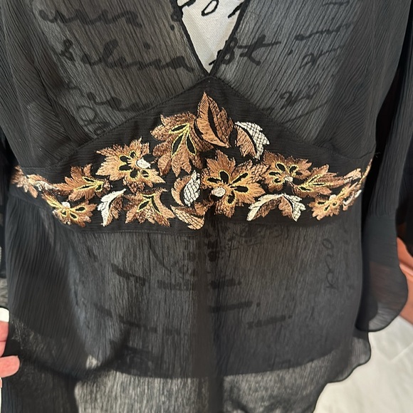 Tops - BLACK SHEER TOP-SIZE 14 EUC